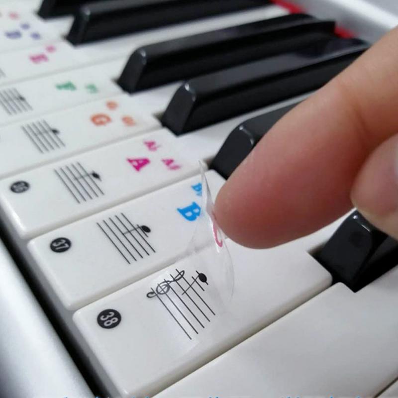 2 Stck Klavier Tastatur PVC Aufkleber stechen Hinweis Musik Aufkleber 49/61/76/88 Tasten Klavier Aufkleber Abnehmbare Etikett Elektronische Schlüssel Aufkleber