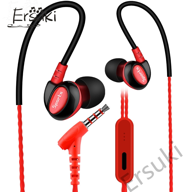 Sport Kopfhörer Sweatproof Kopfhörer 3,5mm Jack Stereo Kopfhörer mit Mikrofon Headset Bass Ohrhörer Für Alle praktisch