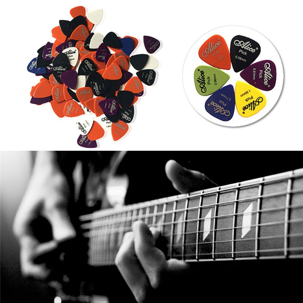 1 Kasten Gitarre wählt Akustische Gitarre Plektren Zelluloid Schrapnell Gitarre Zubehör Dicke 0,58-1,5 MM