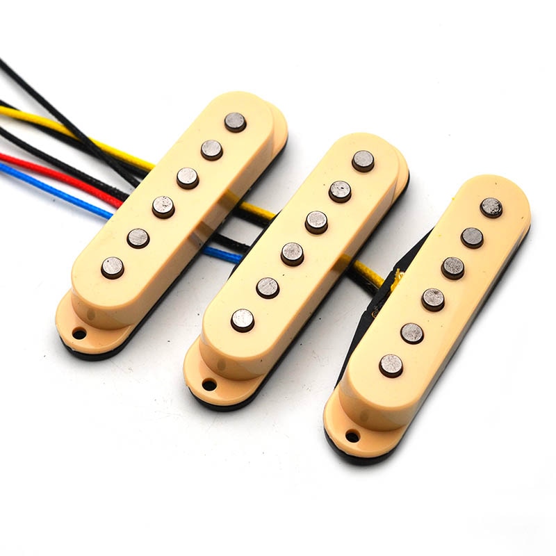 Alnico 5 Single Spule Versetzt oben Faser Spule aufsammeln Elektrische Gitarre aufsammeln Nacken/Mitte/Brücke 50/50/52mm für FD Gitarre Gelb