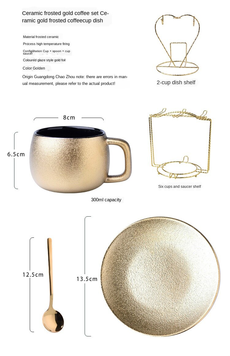 königlich Haushalt Luxus Gold Keramik Frost Kaffeetasse Und Untertasse Goldene Tee Löffel einstellen Edle Teetasse Espresso Cappuccino Tasse Kopje