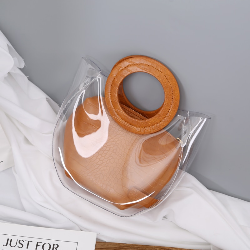 Kleine runde tasche frauen neue eins erweiterte sinn transparente gelee tasche schick Strand griff murmeln tasche