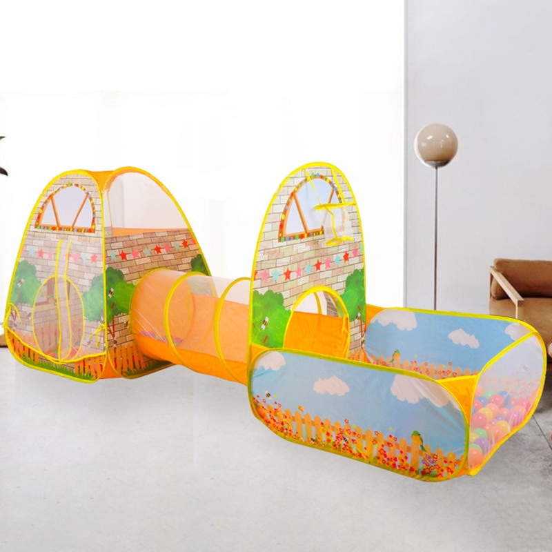 3 in 1 freundlicher Spielen Zelt Haus Für freundlicher Ball Grube Zelte Mit kriechen Tunnel freundlicher Zelt Tunnel Bausatz Baby Spielhaus