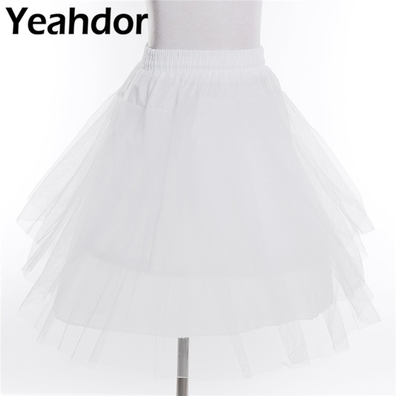 freundlicher Mädchen Elastische Hoopless A-linie Unterrock Krinoline Unterhose 3 Schichten Netz Flauschigen Weiß Hochzeit Blume Mädchen Kleider Petticoat