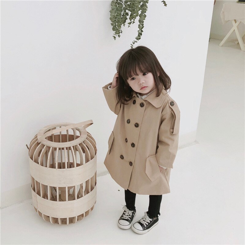 Kleinkind Baby Kleinkind Mädchen Jungen freundlicher Jacke Mantel Graben Mantel Warme Braun Lange Frühling Herbst freundlicher jacke staub Mantel