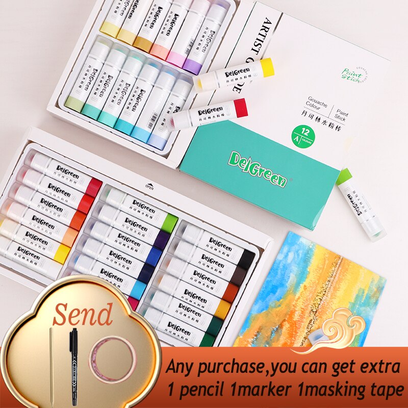 DELGREEN Weichen Festen Gouache Malen Stöcke/Pastelle/Buntstifte Grundlegende/Macaron 12/18 Farben KÜNSTLER Klasse Wasser Löslich Buntstifte Graffiti