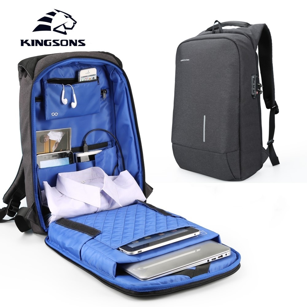 Kingsons Neue 13,3 15,6 zoll Laptop Rucksäcke Männer Frauen Rucksäcke Anti-Diebstahl sperren Rucksack Schüler Schule Taschen