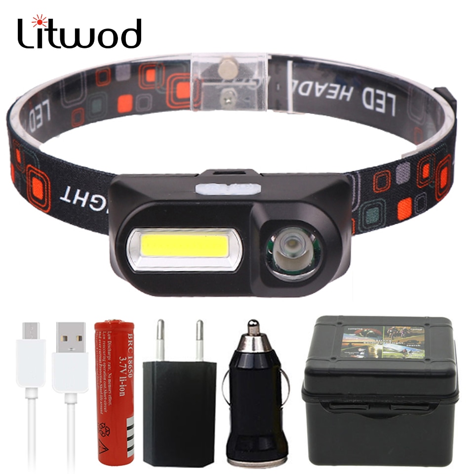 Mini Kolben LED Scheinwerfer Scheinwerfer Kopf Lampe Taschenlampe USB Aufladbare 18650 Taschenlampe Camping Wandern Nacht Angeln Licht z94