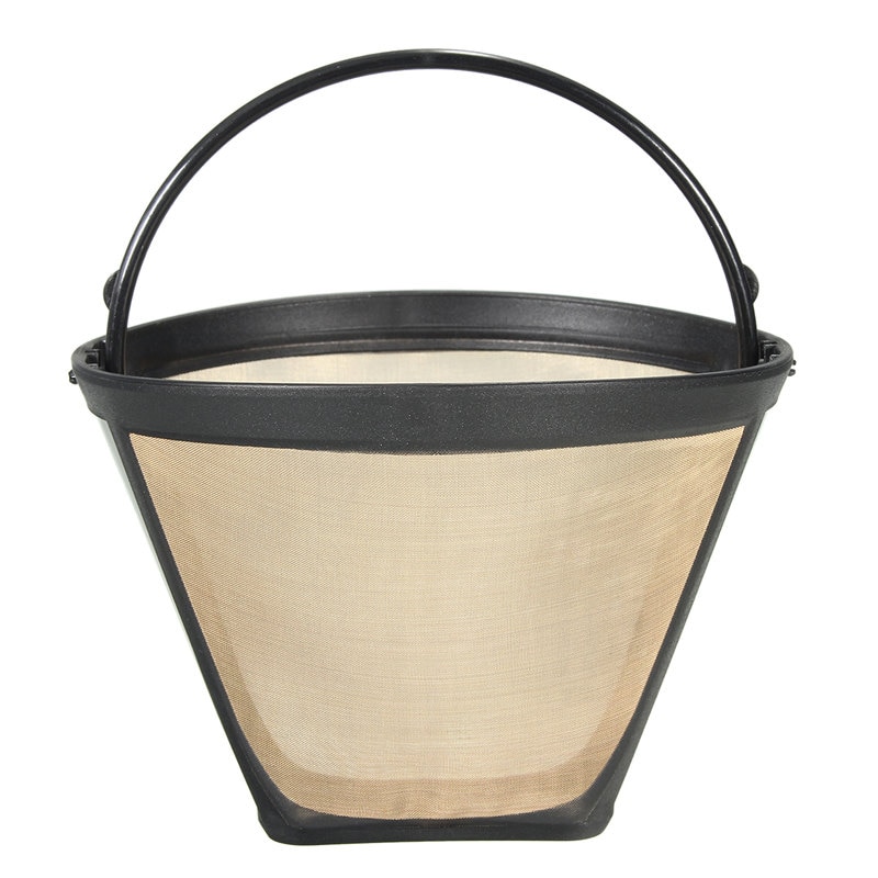 dauerhaft wiederverwendbar Kaffee Filter 10-12 Tasse dauerhaft Kegel-Stil Kaffee Hersteller Maschine Filter Gold Gittergewebe Mit Griff Cafe Kaffee Werkzeug