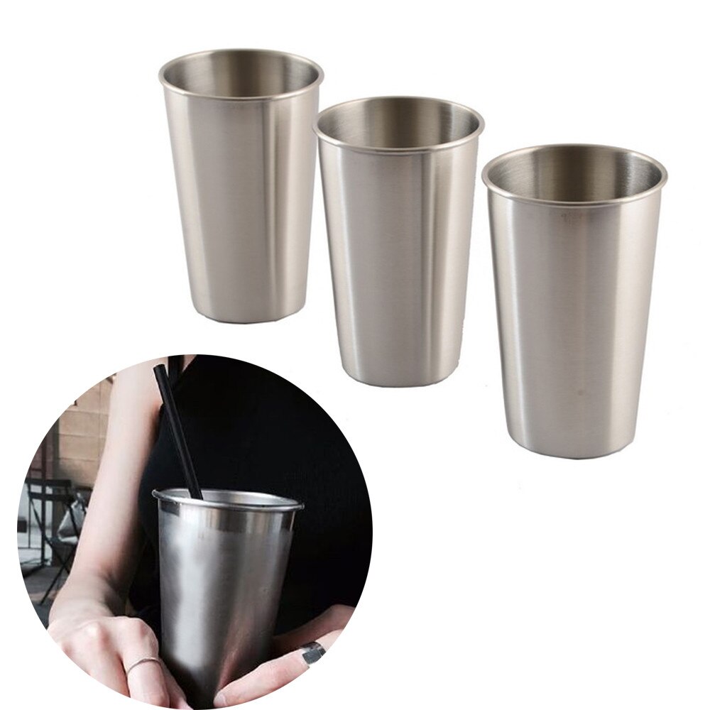 neue und 3 stücke Edelstahl Tasse Trinken Saft Bahre Glas Teil Tassen Heimat Reise Werkzeug Tropfen #19723