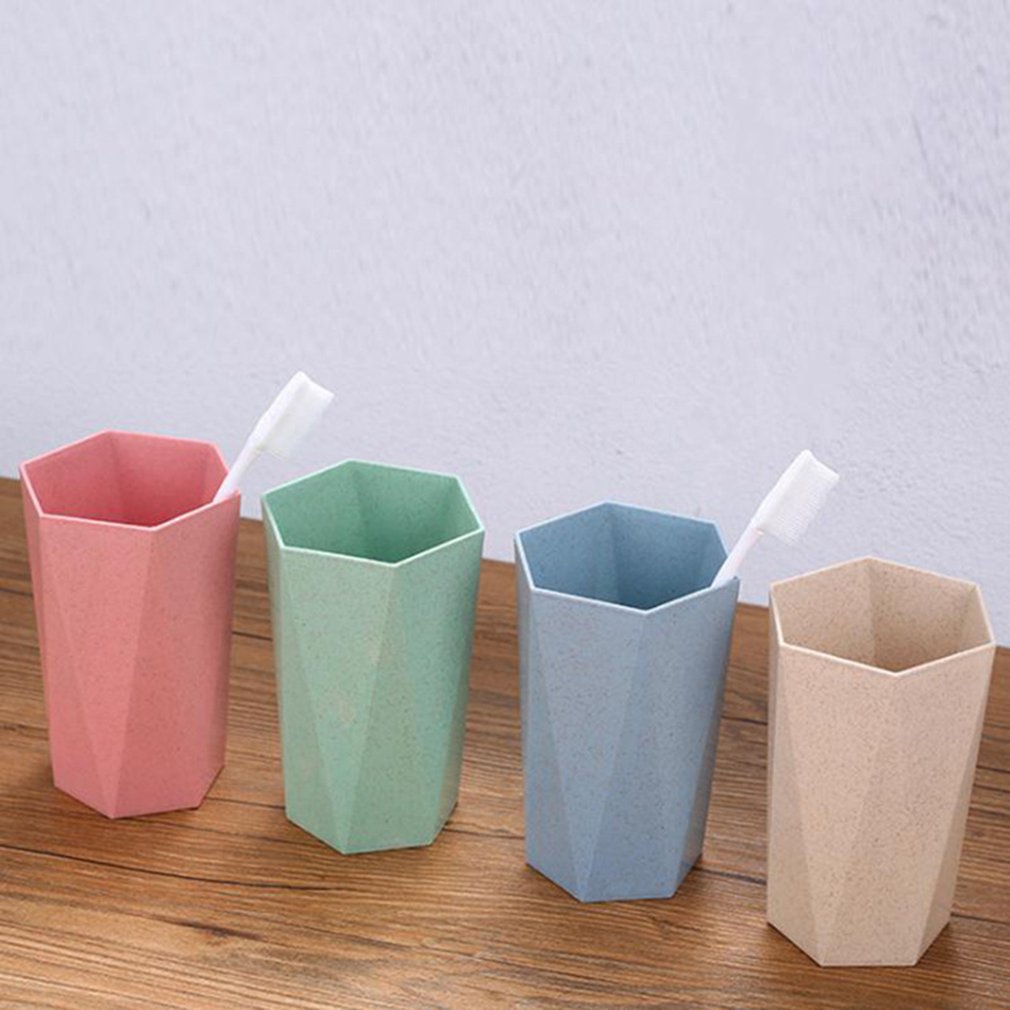 4 teile/satz Multi-farbe Weizen Stroh Diamant Tasse Zähne Putzen Gurgeln Haushalt Paar Zahnbürste Waschen Tasse