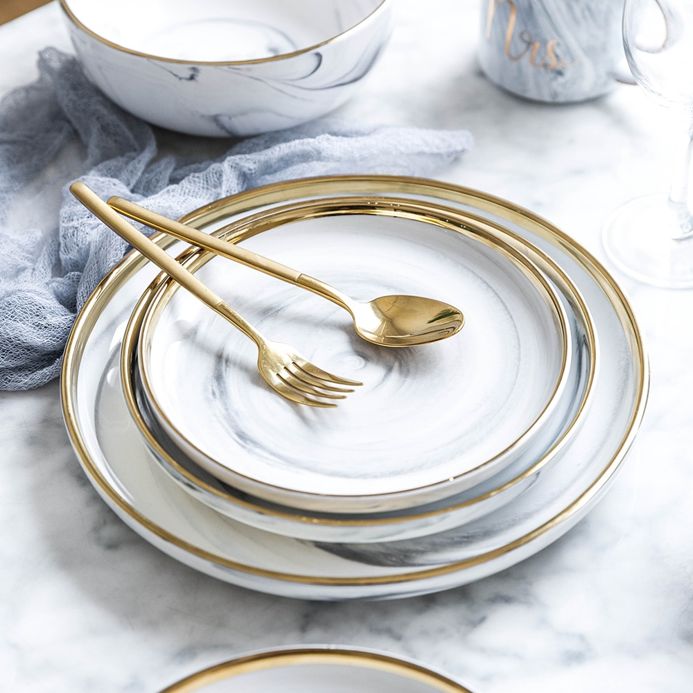 MDZF SWEETHOME Europäischen Phnom Penh Marmor Erzähler Salat Steak Platte Soße Gericht Party Heimat Küche Geschirr