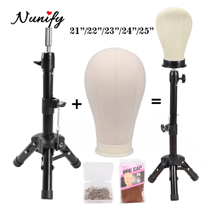 Nunify Perücke Stand Mit Kopf 21 "/22"/23 "/24"/25 "Leinwand Mannequin Kopf aus Weiß Anzeige, Der Styling Maniquin Perücke Kopf