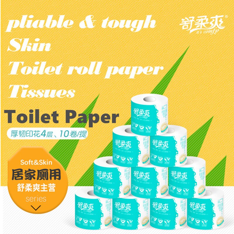 1 rollen 198 Blätter 4 Schichten Weiß Toilette Papier Bad Muster rollen Papier rollen Papier 10 Rollen pro Tasche