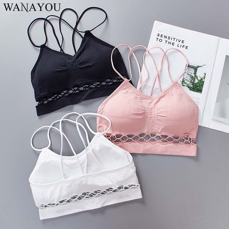 WANAYOU Kreuz Zurück Aushöhlen Sport Bhs, drücken-hoch Nahtlose Yoga Bh, Atmungsaktiv Versammelt Fitnessstudio Bh, dünne-Streifen Feste trainieren Bh