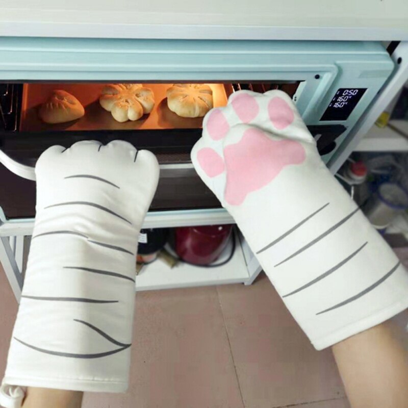 Karikatur Katze Pfoten Mikrowelle Handschuh Topflappen Handschuhe Küche Topflappen matt für BBQ Isolierung Handschuhe Heißen Ofen Handschuhe Backen 1