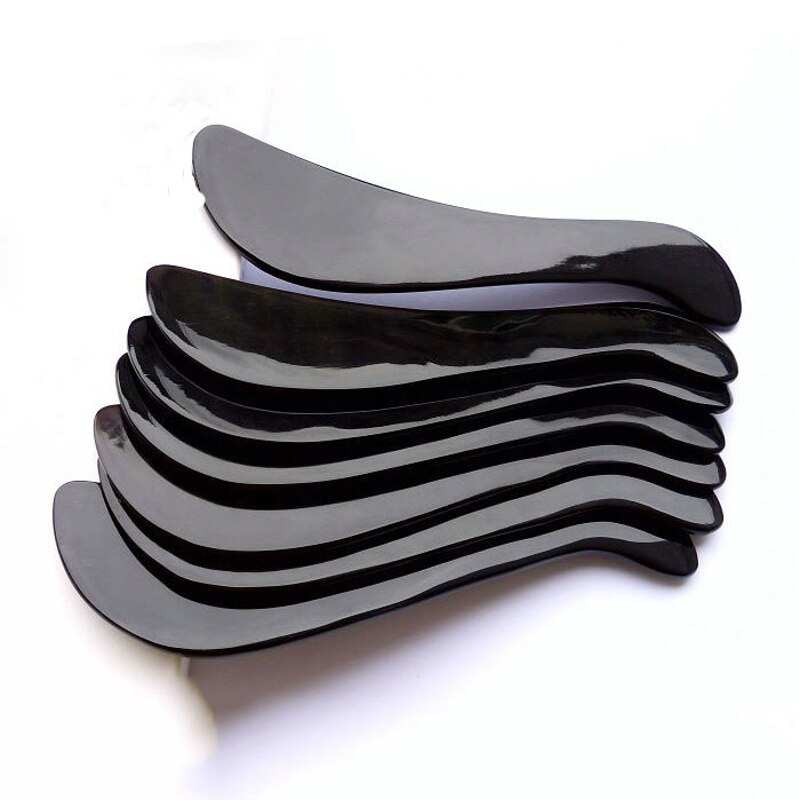 Gua sha Massage werkzeug Schwarz Büffel Horn Gua Sha Bord Guasha Planke Pflege Werkzeug Lange S Typ Schönheit Akne Schaben platte Massage