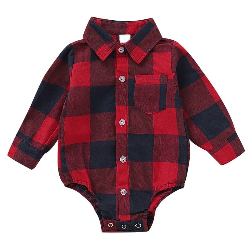 Herbst Kleinkind Baby Mädchen Jungen Langarm Plaid drucken Strampler freundlicher Bodysuit Gesamt Outfits Neueste