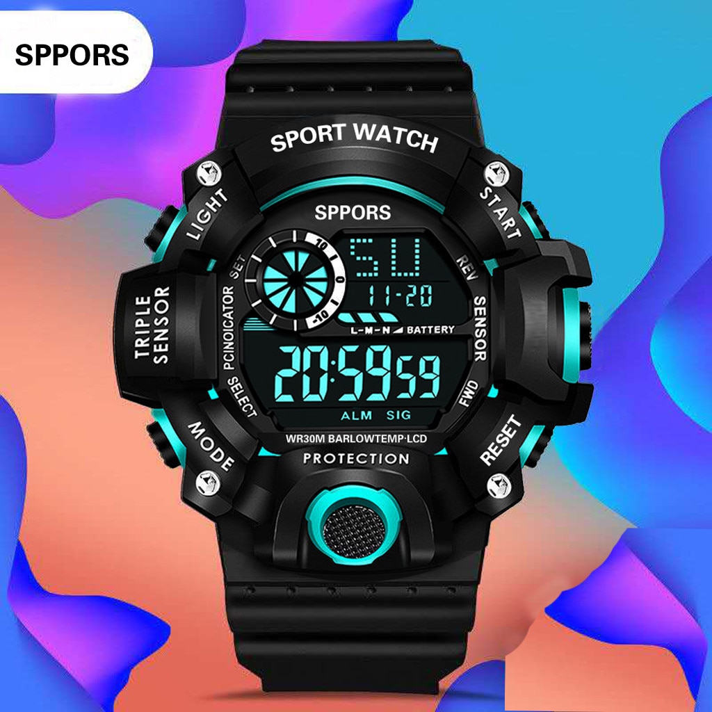 Uhren Herren Wasserdicht männer Junge LCD Digital Stoppuhr Datum Gummi Sport Multifunktions Armbanduhr Wasserdicht