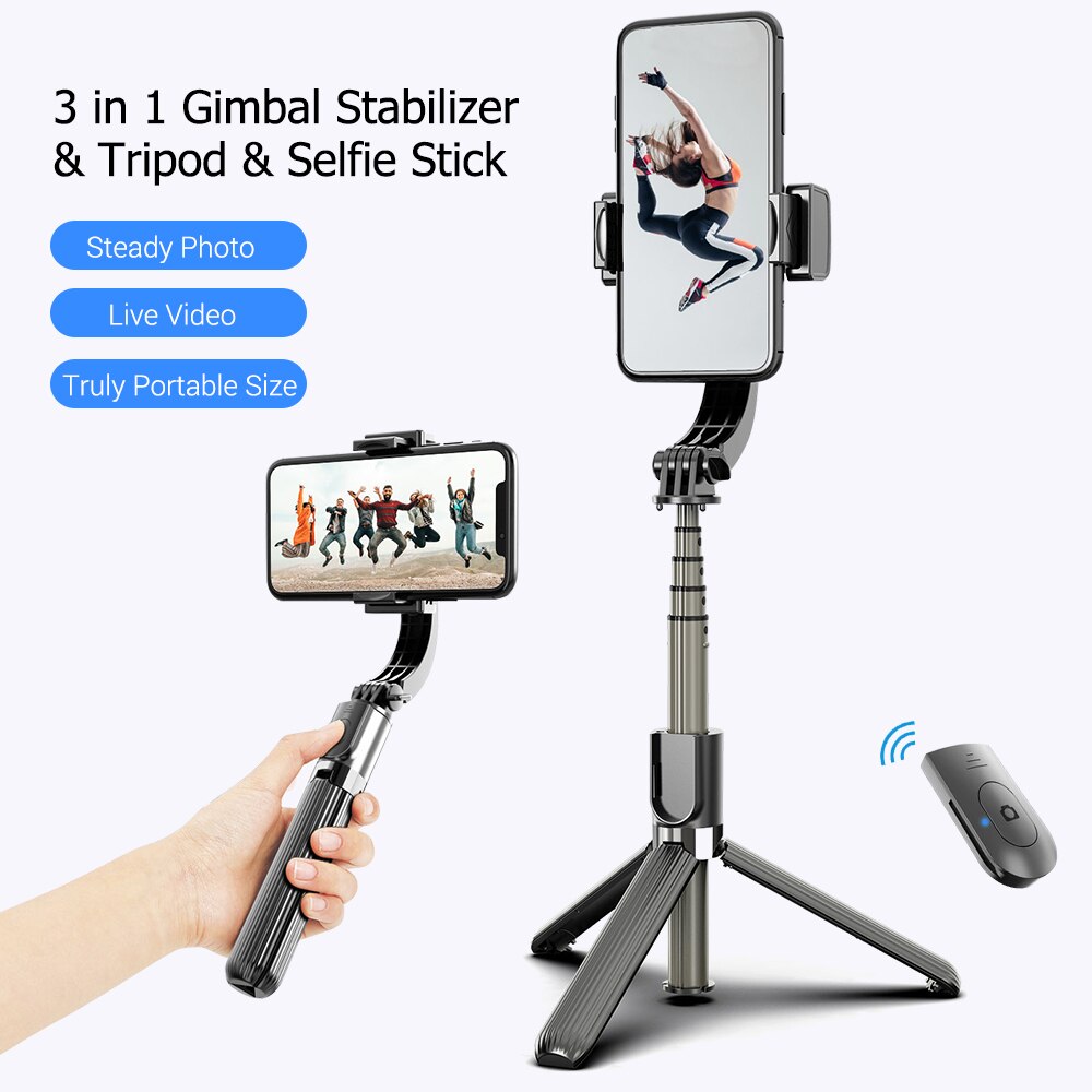 Telefon Gimbal Stabilisator 3 in 1 Selfie Stock Stativ mit Fernauslöser Telefon Klemme für iPhone Samsung HUAWEI Smartphones
