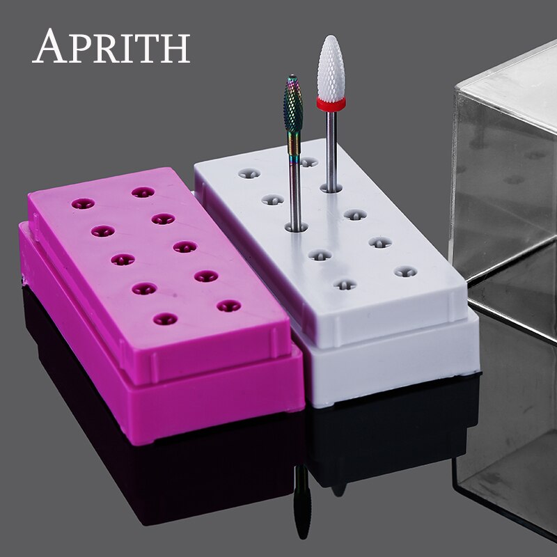 APRITH 2 Farbe Nagel Bohrer Halfter Nagel Manikübetreffend Für Maschine Zubehör 10 Löcher Ausstellung Displayer Nagel Salon Werkzeug