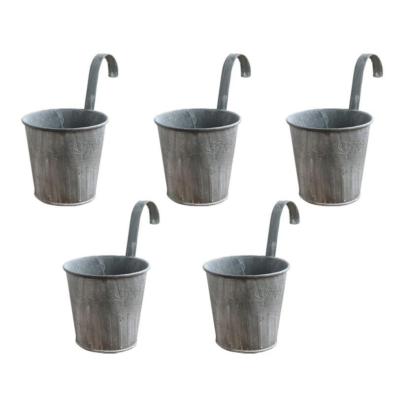 5 stücke retro Balkon Hängen Eimer Seide Blumen Töpfe Blume Halfter Eisen Vase für Balkon Hause