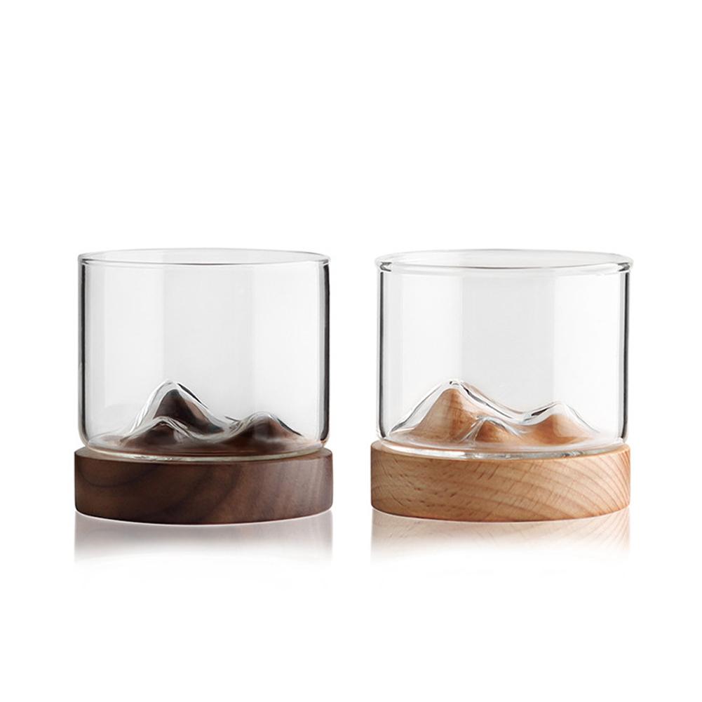 5 unzen Berg Wein Glas Mit Holz Boden Whiskey Gläser Japanischen Haushalt Tee Tasse Massivholz Basis