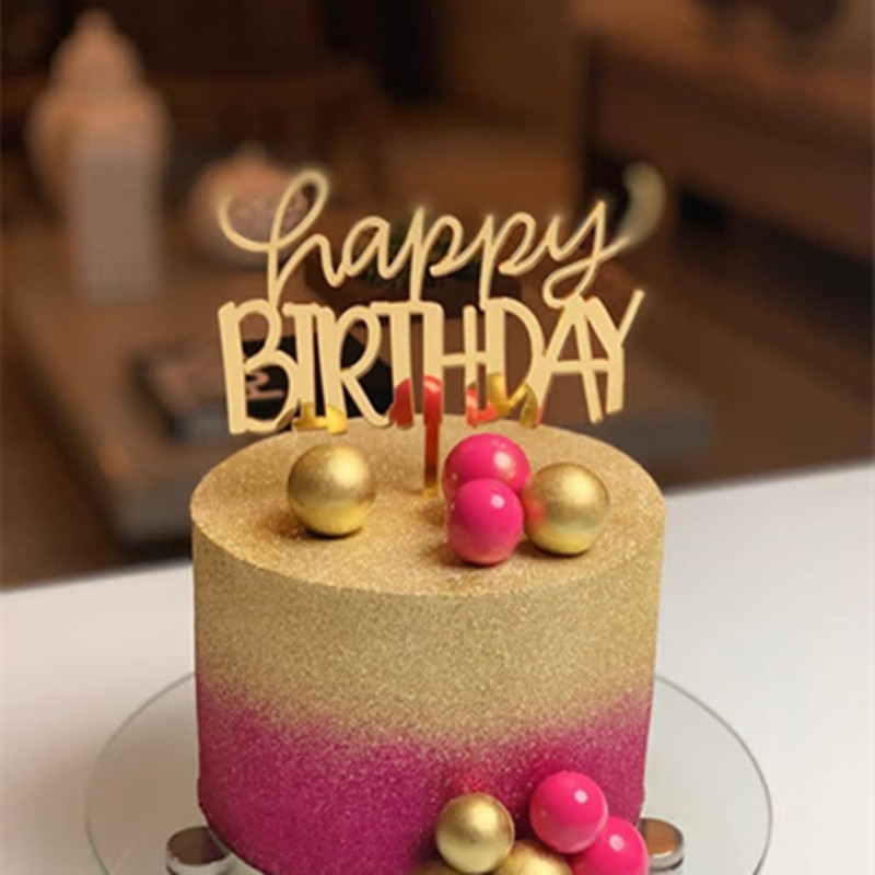 Goldene Rose Gold Schwarz Glücklich Geburtstag Acryl Kuchen Dekoration Karte Kuchen Deckel Backen Kuchen Plugin Geburtstag Party Dekoration G
