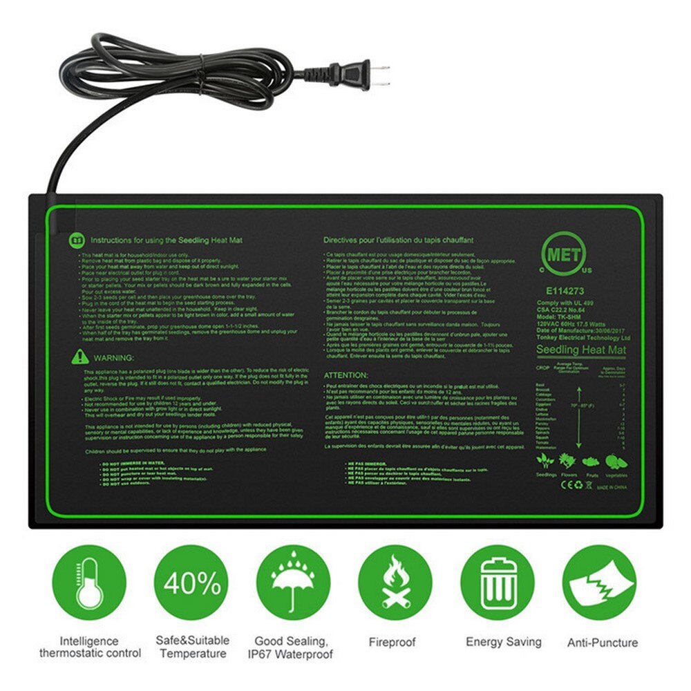 1 stücke Anlage Wachstum Heizung Pad Wasserdicht Anlage Keimung der Samen Reproduktion Klonen Anlasser matt 300V Gartenarbeit Lieferungen