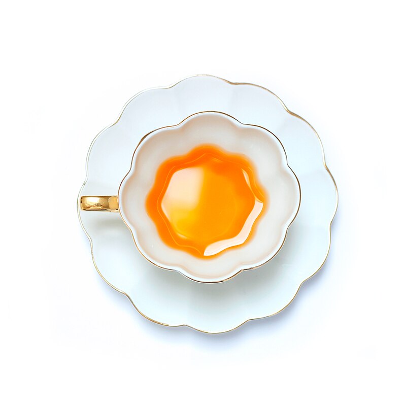 Gold kantig weiß porzellan Kaffee Tassen Erzähler Tassen Knochen China Keramik Tee 1 Tasse 1 Untertasse einstellen Erweiterte Porzellan Becher Tee-einstellen
