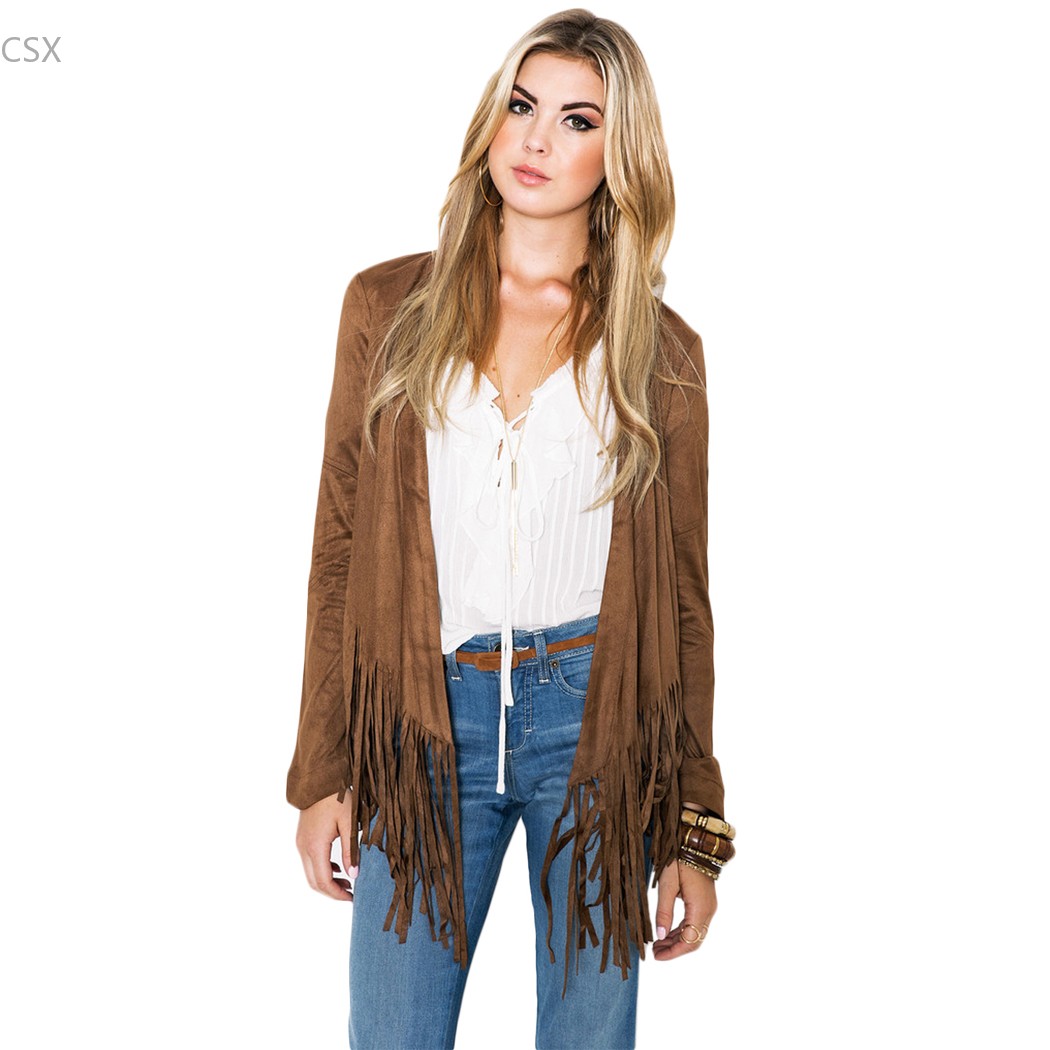 MwOiiOwM Neue Frauen Jacke Langarm Quaste Randbereich Jacke Frauen Multi-größe Jacken mäntel 63