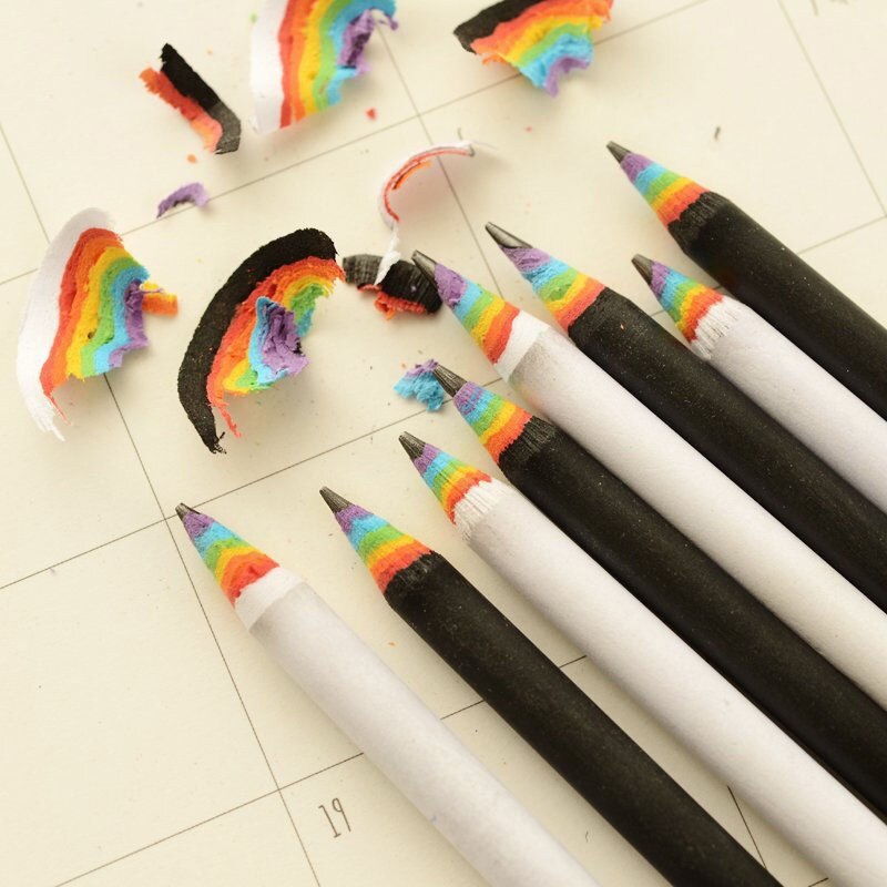 1 stücke Schwarz Und Weiß Bleistift Regenbogen Farbe Bleistift Schreibwaren Zeichnung Liefert Bleistifte Für Schule Büro Schule Schreibwaren