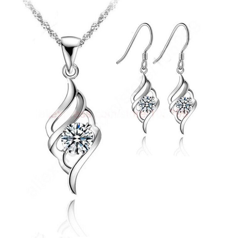 Winkel FlüGel Fliegen Nizza 925 Sterling Silber Schmuck Anhänger Halskette Korea Stilvolle Ohrring Schmuck setzt + 18 "Kette