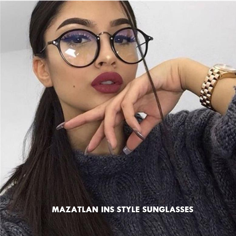 Mazatlan retro Jahrgang Gläser Frauen Klar Objektiv Oval Rahmen Brillen Frauen Blau Licht Computer Gläser