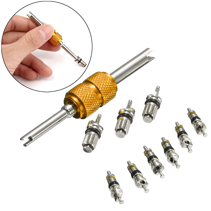 9Stck R134a Auto Klimaanlage Automobil Ventil Ader A/C System Service Entferner Bausatz Kleine/groß Luft klimaanlage Ventil Ader