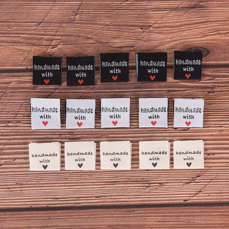 50 stücke kleidung Etikett handgefertigt mit liebe tuch kleidung näHenne zubehör