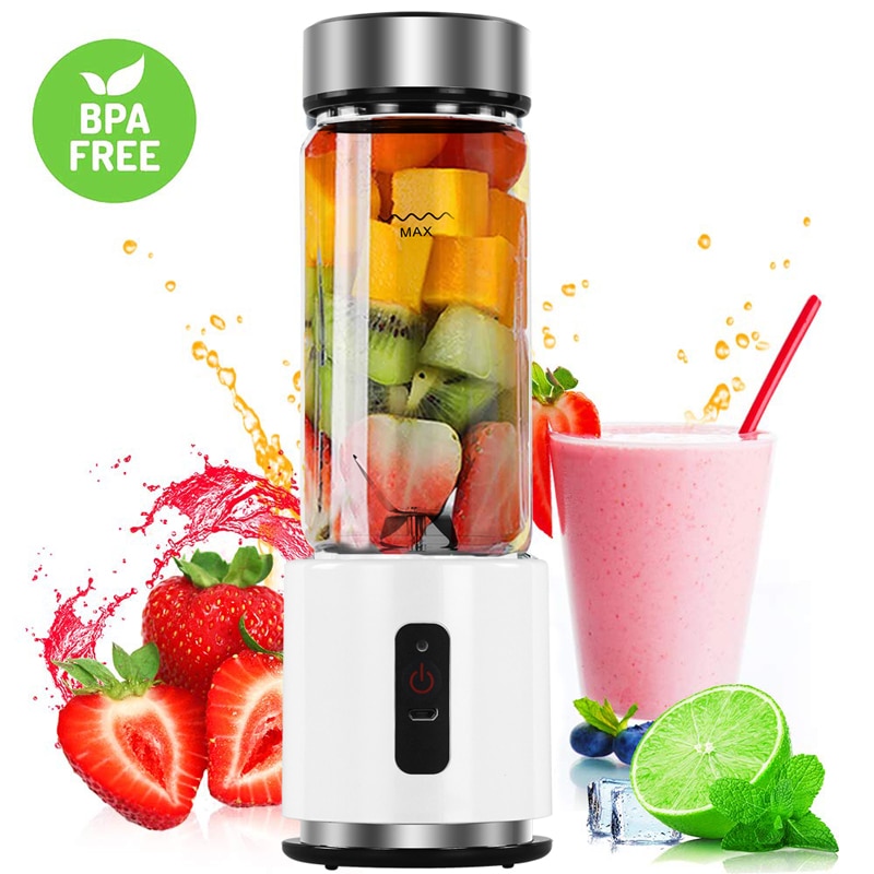 380ml Glas Tasse Mini Rührgerät Entsafter 4000 mAh Rührgerät tragbar USB Aufladbare Obst Zitrus Orange Saft Hersteller Rührgerät Flasche