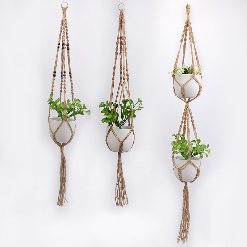 Topf Hängen Hanf Seil Macrame Pflanzen Aufhänger Halfter Blumentopf Hängenden Korb Hause Vertikale Garten Dekoration