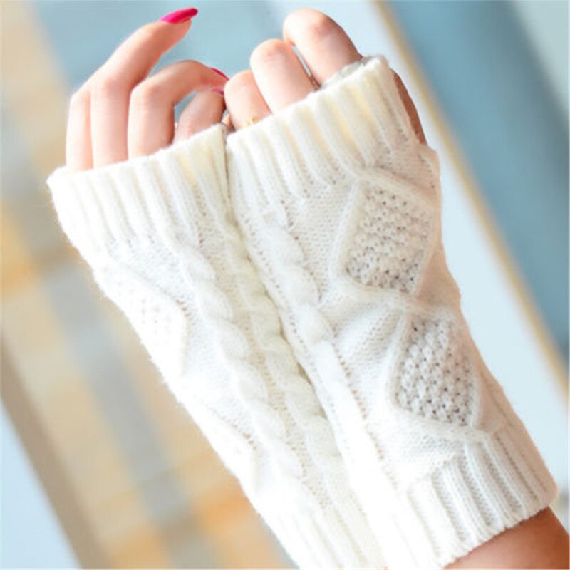fest Twist Winter Handgelenk Handschuhe Frauen Elegante Gestrickte Finger Halten Warme Handschuhe Damen Weiche Handschuhe Gants Femme