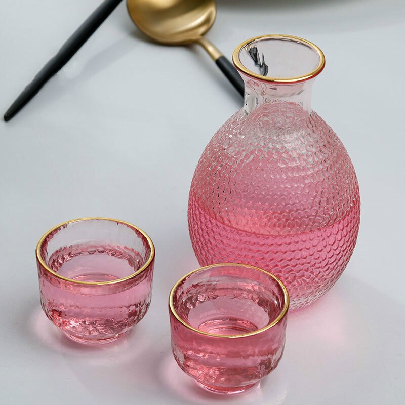 Apanese Stil Gehämmert Rosa Willen einstellen Wein Gläser Kristall Willen Topf Tasse einstellen Krug Schnaps Glas Spender Kreative Wein Tasse