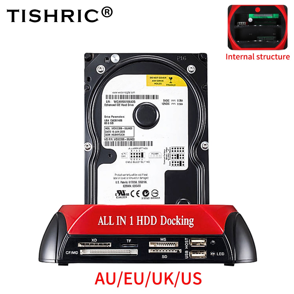 TISHRIC Alle in 1 Hdd Docking Bahnhof Usb 2,0 Zu SATA IDE Externe Festplatte Für 2,5 3,5 Zoll fallen hdd Festplatte Docking Bahnhof