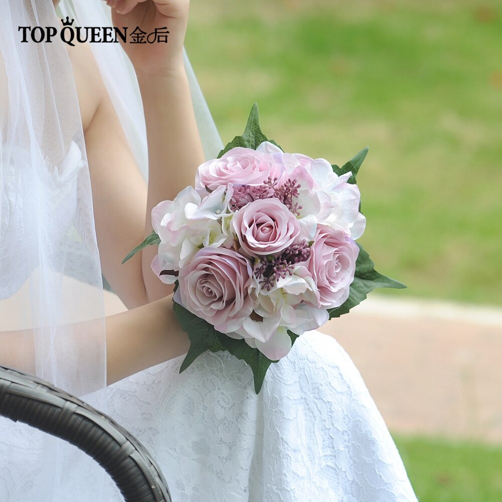 TOPQUEEN F17 Hochzeit Strauß Braut Mit Blumen rosa blumen diy braut Strauß perle burgendy Blumensträuße rosa Strauß blume