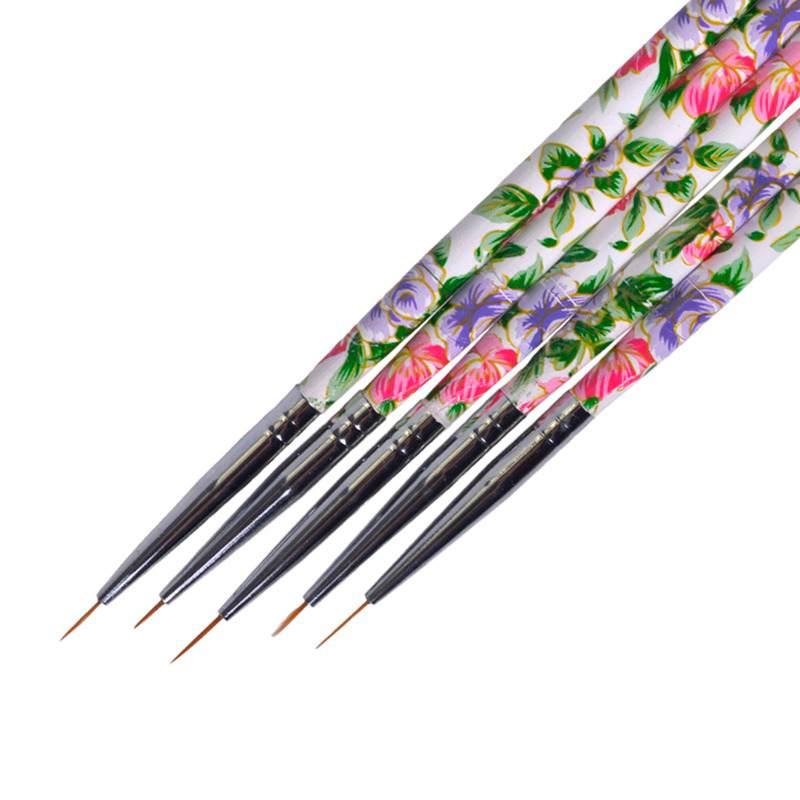 5Stck Blume Schönheit Griff Nagel Kunst Liner Pinsel Zeichnung Paiting für Acryl UV Gel Polnischen Dekor Manikübetreffend Nagel Stift TR619