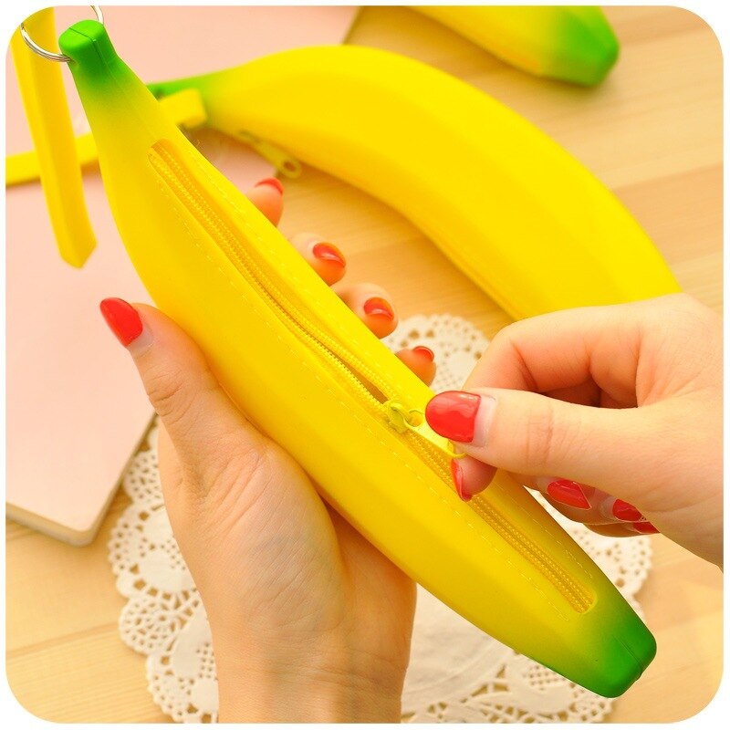 Novely Banane Silikon schule bleistift fallen niedlich obst stift tasche lagerung Beutel Schreibwaren Material büro schule liefert escolar