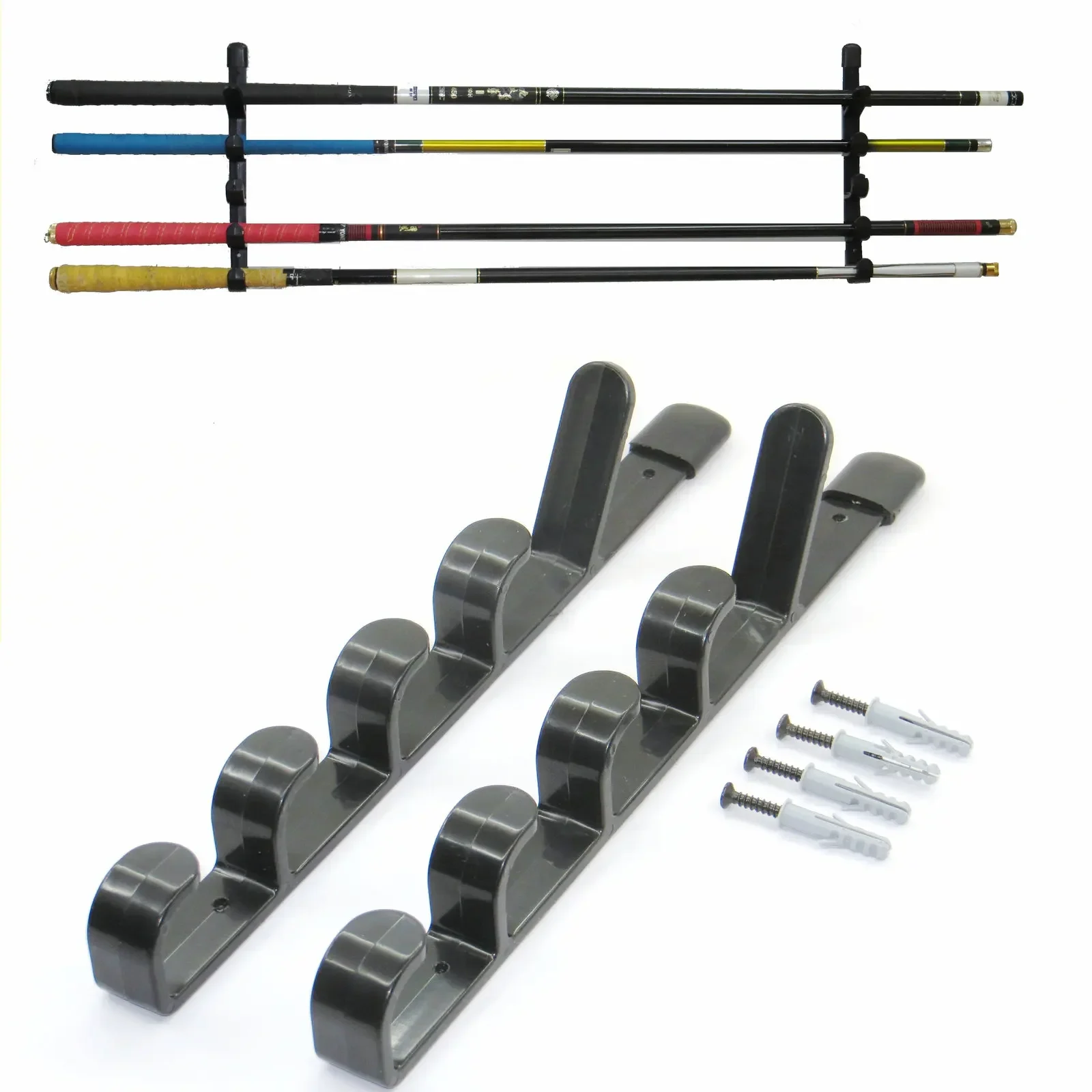 Horizontales Angelruten-Aufbewahrungsregal/Stangenaufbewahrungswand zum Halten von 5 Angelruten mit Schrauben – keine Angelrute