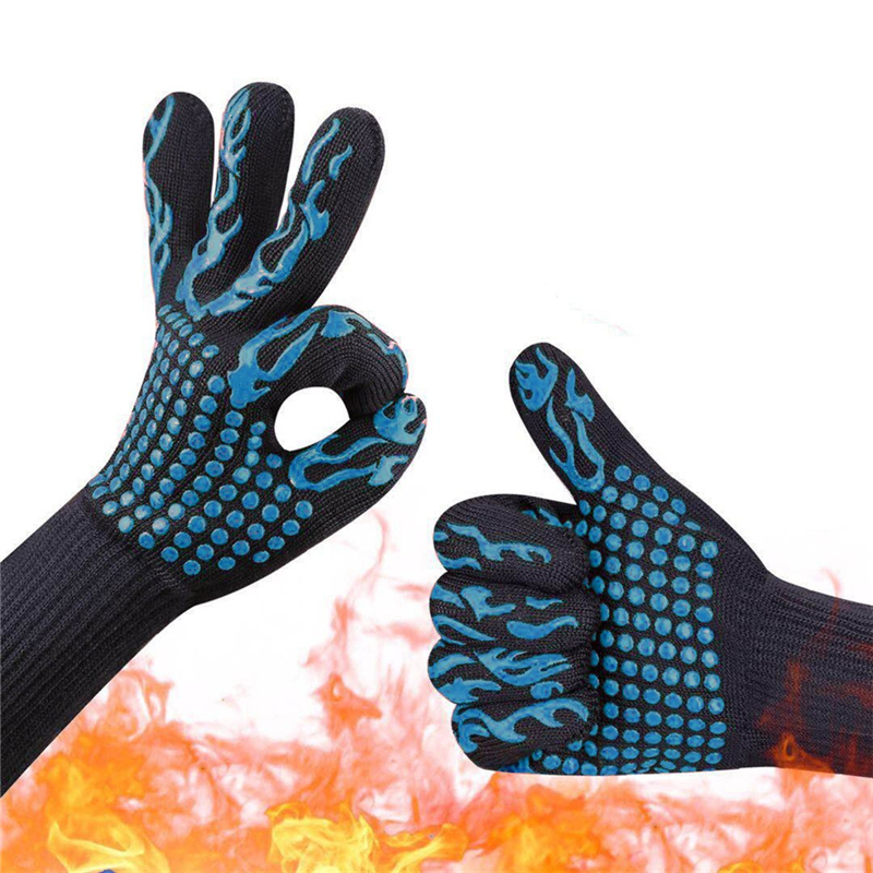 1 Paar BBQ Handschuhe Wärme beständig dick Silikon Handschuhe Kochen Backen Grill Ofen Handschuhe BBQ Grill Fäustlinge Küche Werkzeug