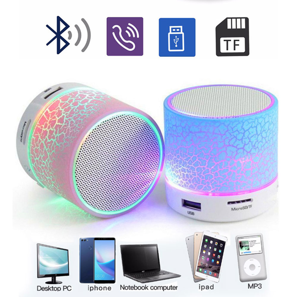 Mini Drahtlose Tragbare Bluetooth Lautsprecher Riss LED USB Radio FM MP3 Stereo Klang Lautsprecher Für Computer praktisch