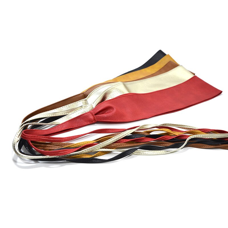 Schwarz verrotten Gold Braun Breite Taille Korsett Gürtel für Kleid Bowknot Bund Leder Obi Gürtel für Frauen Cinturones Para mujer