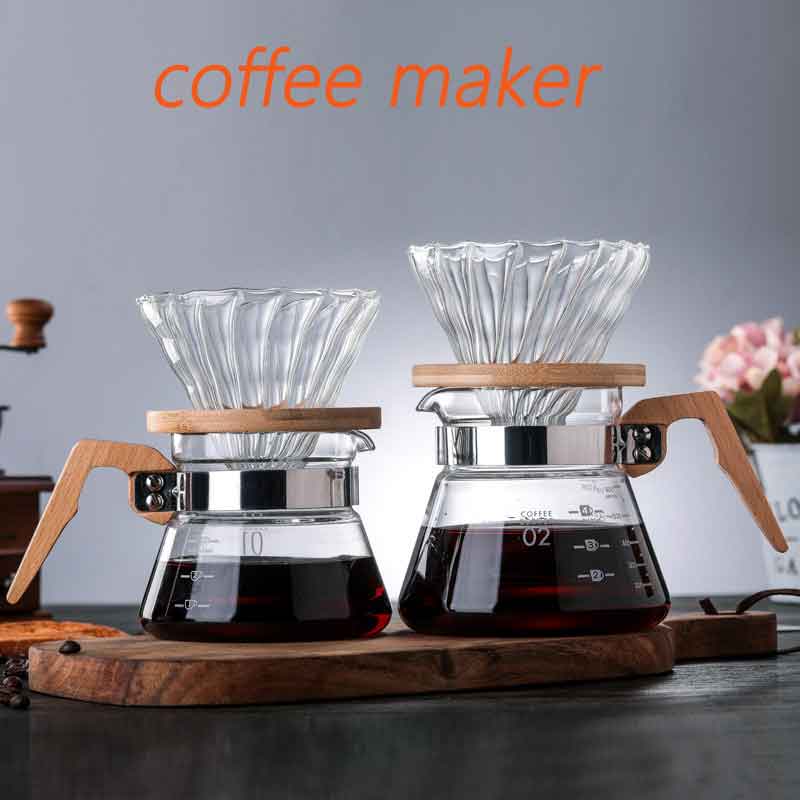 Hohe-borosilikat Temperatur Besteändig Glas Kaffee Topf Handgemachte teilen Kaffee Mit Holzgriff Glas Filter Topf Werkzeug einstellen.