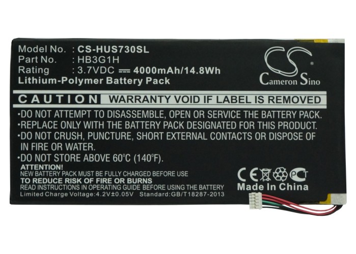 Cameron Sino 4000mAh Batterie HB3G1H für Huawei MediaPad 7, S7-301U, S7-301w, S7-302, S7-303, s7-721u, S7-931U, Für T-Handy, Mobiltelefon Sprungbrett